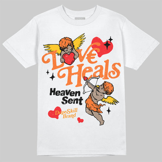 Orange Sneakers DopeSkill T-Shirt New Love Heals Graphic Streetwear - White