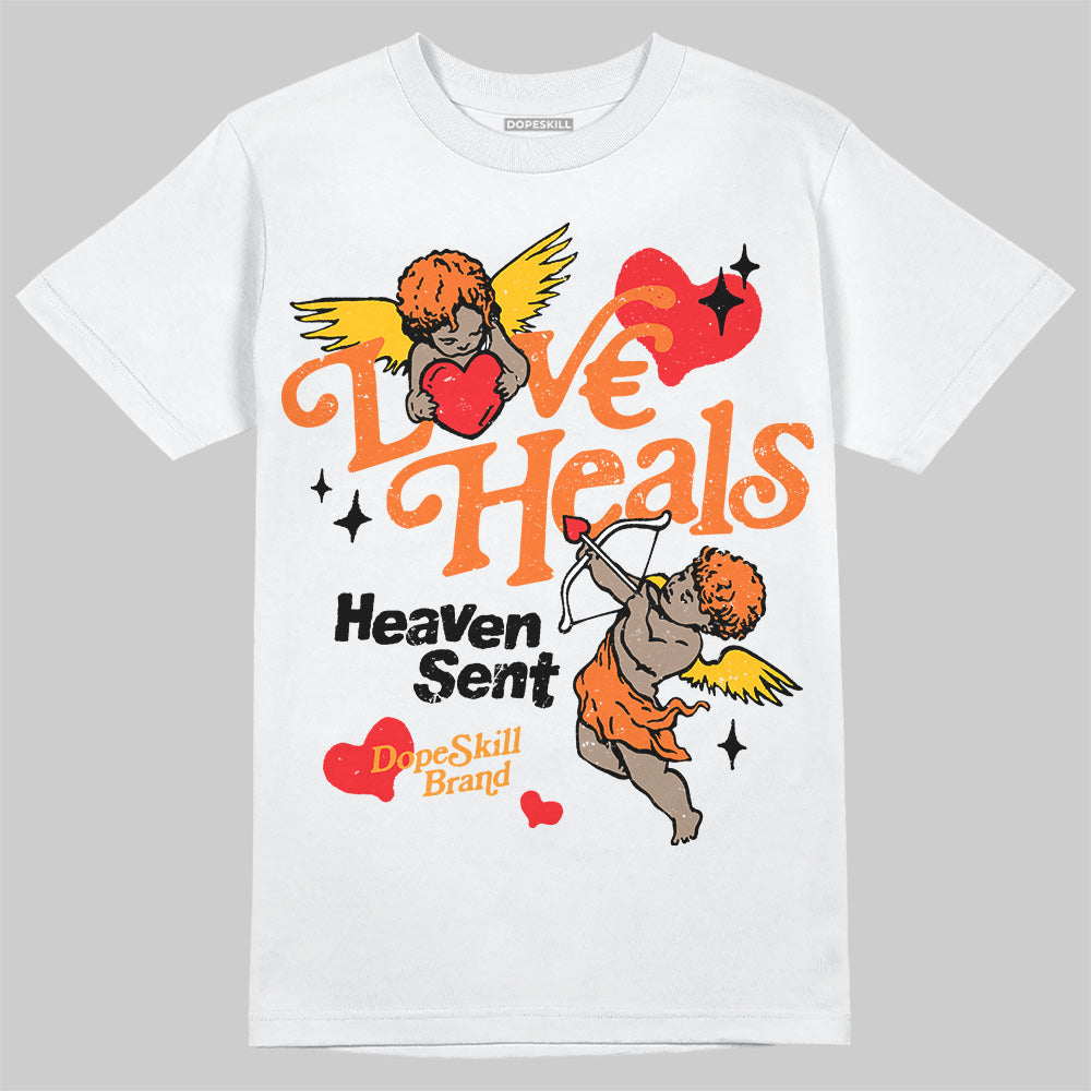 Orange Sneakers DopeSkill T-Shirt New Love Heals Graphic Streetwear - White