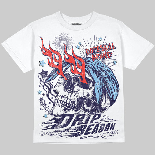 University Blue Sneakers DopeSkill Oversize Print T-Shirt Drip Season Graphic Streetwear