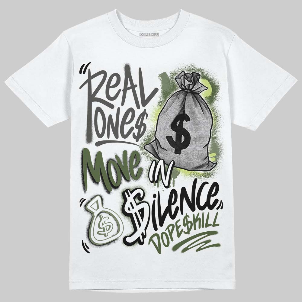 New Balance 1890 Faded Black Utility Green DopeSkill T-Shirt Real Ones Move In Silence Graphic Streetwear - White