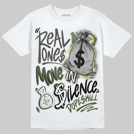 New Balance 1890 Faded Black Utility Green DopeSkill T-Shirt Real Ones Move In Silence Graphic Streetwear - White