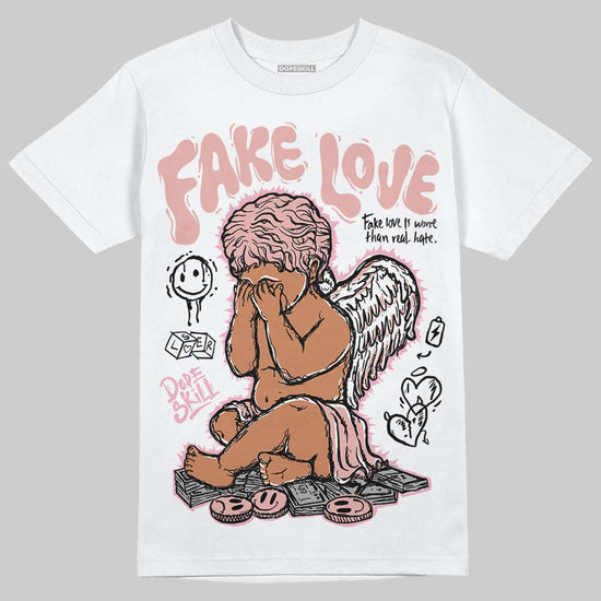 Jordan 1 Low OG “Rust Pink” DopeSkill T-Shirt False Love Graphic Streetwear - White