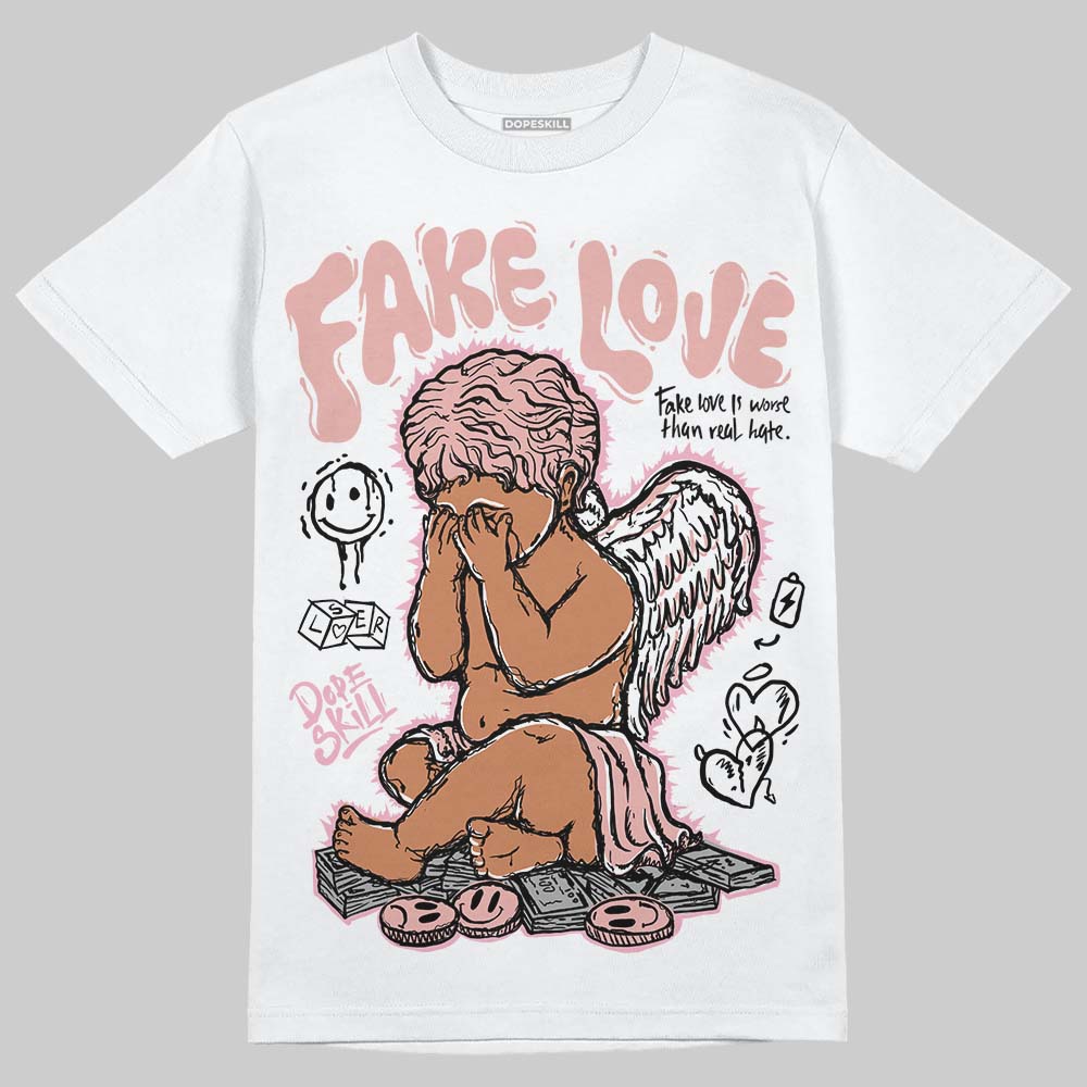 Jordan 1 Low OG “Rust Pink” DopeSkill T-Shirt False Love Graphic Streetwear - White
