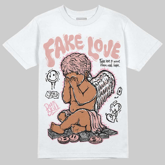 Jordan 1 Low OG “Rust Pink” DopeSkill T-Shirt False Love Graphic Streetwear - White