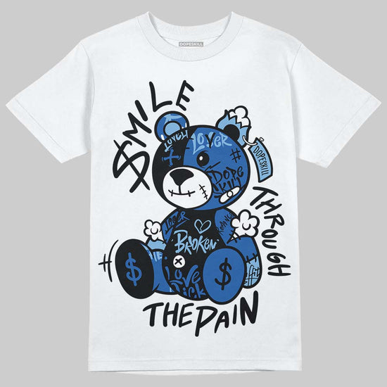 Air Foamposite One “International Blue” DopeSkill T-Shirt Smile Through The Pain Graphic Streetwear - White