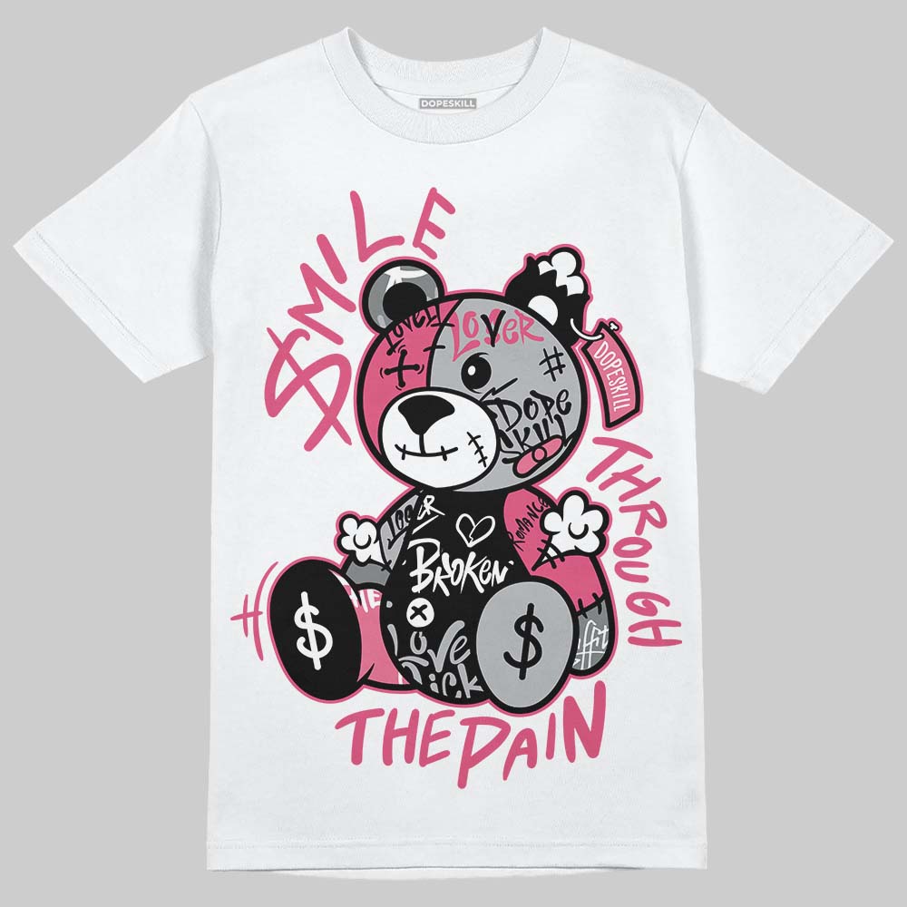 ASICS Gel Kayano 14 Pink Glo DopeSkill T-Shirt Smile Through The Pain Graphic Streetwear - White