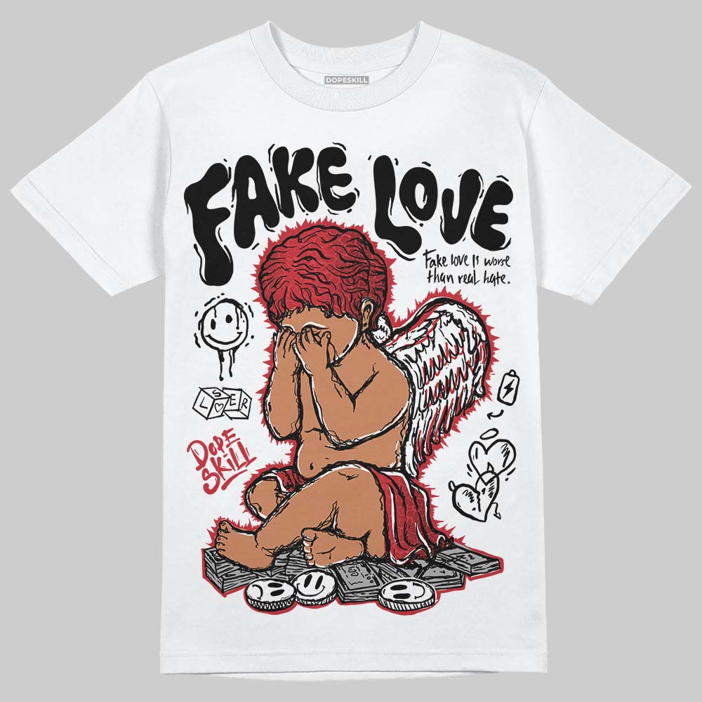 Jordan 1 High OG “Ruby” DopeSkill T-Shirt False Love Graphic Streetwear - White