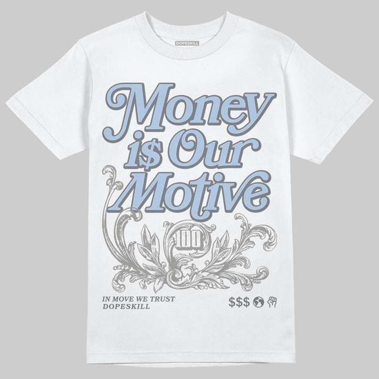 New Balance Abzorb 2000 “Silver/Blue” DopeSkill T-Shirt Money Is Our Motive Typo Graphic Streetwear - White