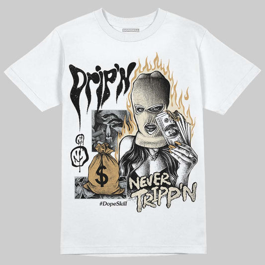 Jordan 5 Retro Reverse Metallic DopeSkill T-Shirt Drip'n Never Tripp'n Graphic Streetwear - White