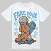 Jordan 4 Denim “Worn Blue” DopeSkill T-Shirt False Love Graphic Streetwear - White