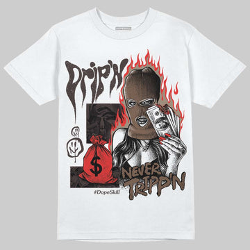 SoleFly x Air Jordan 12 Retro SP 'Cafecito/Baroque Brown' DopeSkill T-Shirt Drip'n Never Tripp'n Graphic Streetwear - White