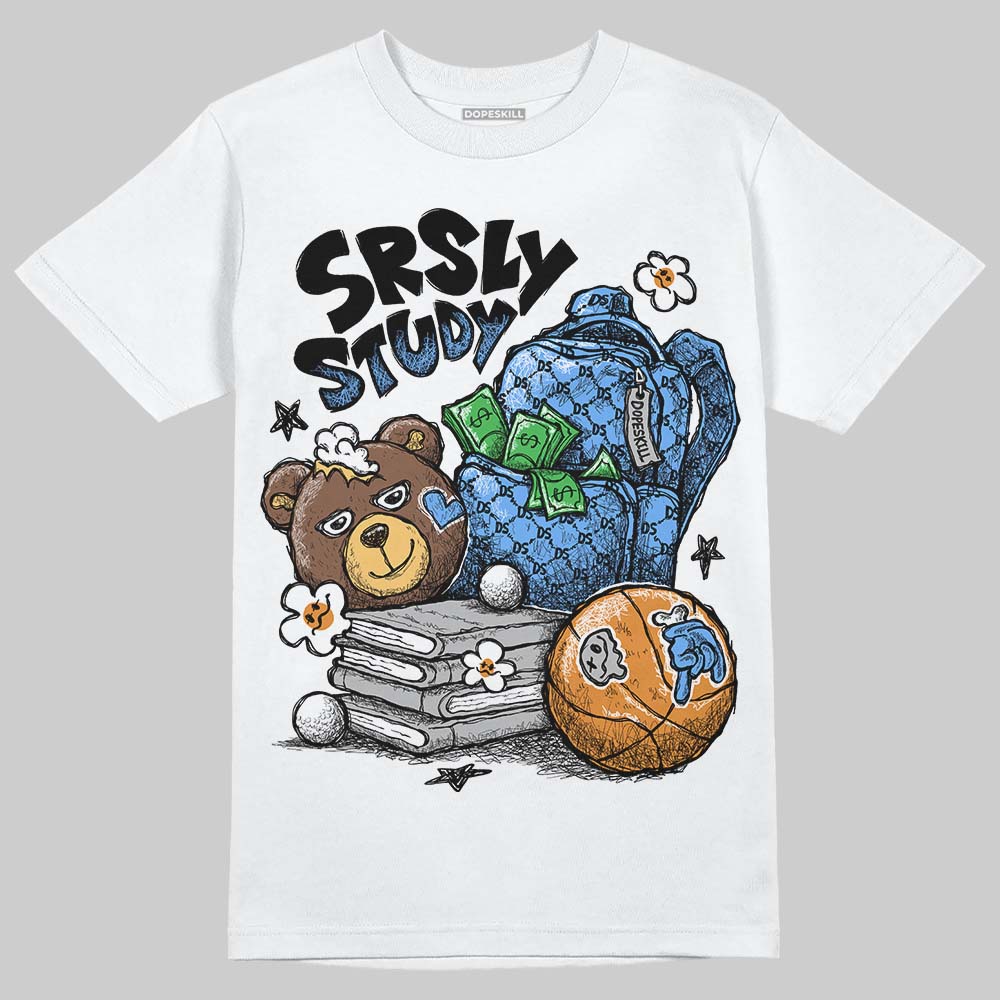 Jordan 5 Black University Blue DopeSkill T-Shirt SRSLY Study Graphic Streetwear - White 