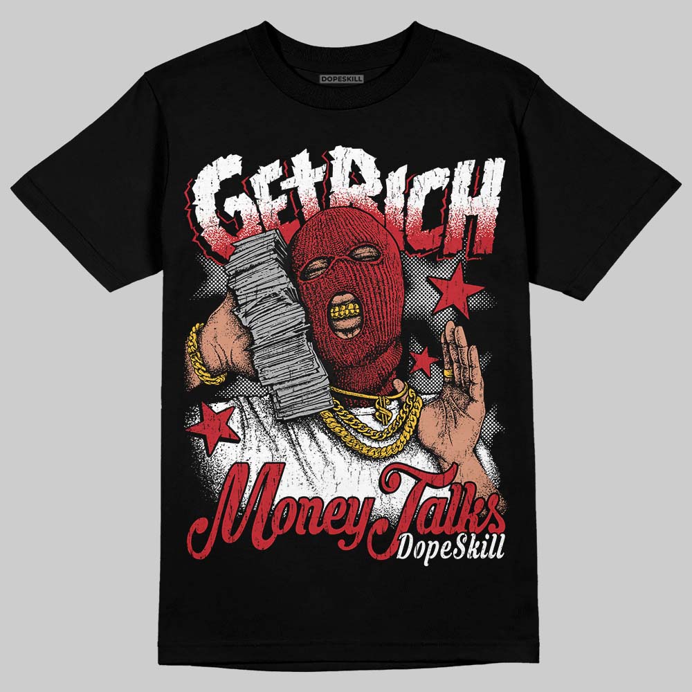 Jordan 5 Retro Fire Red Black Tongue (2025) DopeSkill T-Shirt Get Rich Graphic Streetwear - Black