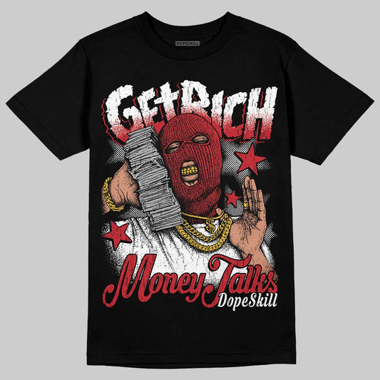 Jordan 5 Retro Fire Red Black Tongue (2025) DopeSkill T-Shirt Get Rich Graphic Streetwear - Black