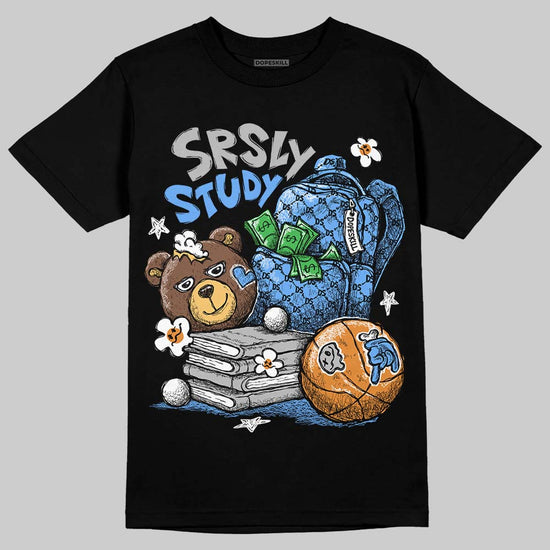 Jordan 5 Black University Blue DopeSkill T-Shirt SRSLY Study Graphic Streetwear - Black