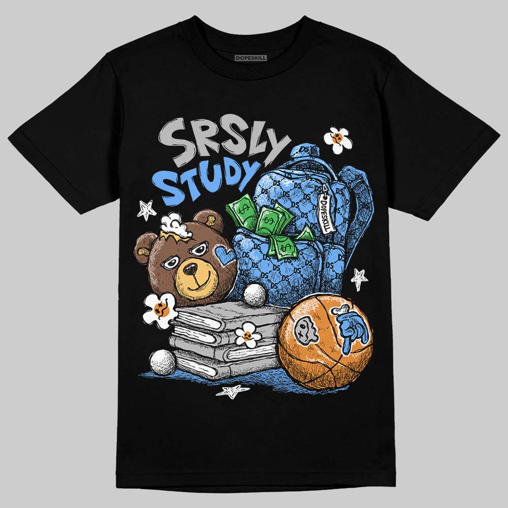 Jordan 5 Black University Blue DopeSkill T-Shirt SRSLY Study Graphic Streetwear - Black
