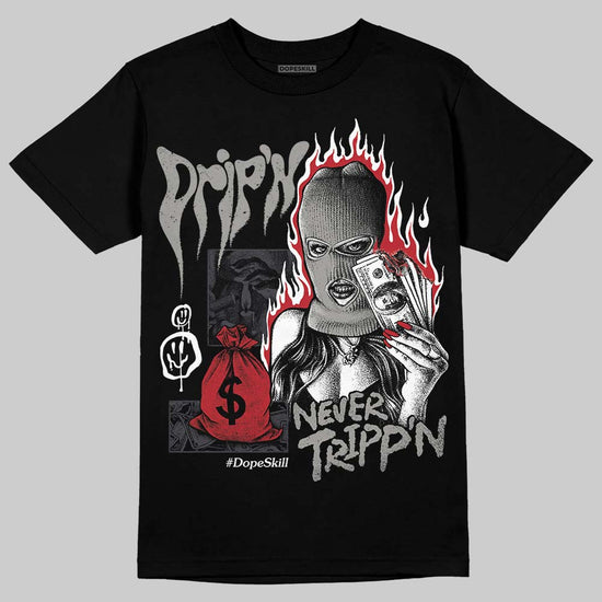 Jordan 3 Retro Black Cat DopeSkill T-Shirt Drip'n Never Tripp'n Graphic Streetwear - Black