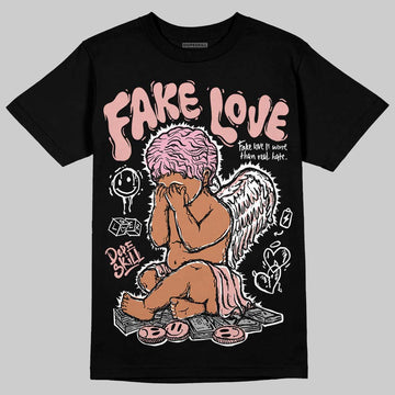Jordan 1 Low OG “Rust Pink” DopeSkill T-Shirt False Love Graphic Streetwear - Black