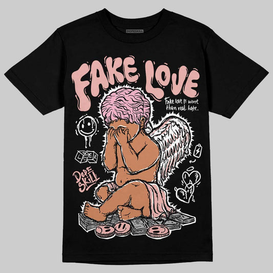 Jordan 1 Low OG “Rust Pink” DopeSkill T-Shirt False Love Graphic Streetwear - Black