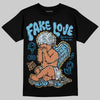 Jordan 4 Denim “Worn Blue” DopeSkill T-Shirt False Love Graphic Streetwear - Black
