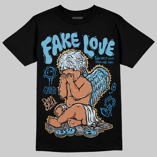 Jordan 4 Denim “Worn Blue” DopeSkill T-Shirt False Love Graphic Streetwear - Black