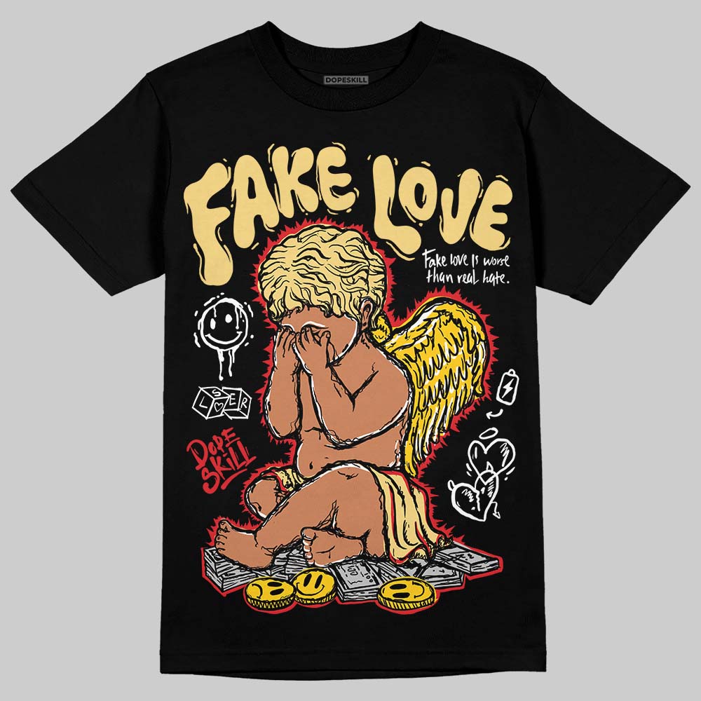 Quai 54 x Air Jordan 1 Retro Low OG Tour Yellow Black DopeSkill T-Shirt False Love Graphic Streetwear - Black 