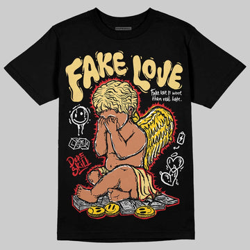 Quai 54 x Air Jordan 1 Retro Low OG Tour Yellow Black DopeSkill T-Shirt False Love Graphic Streetwear - Black 