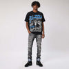 Black University Blue 5s DopeSkill Oversize Print T-Shirt No Money No Lust Graphic