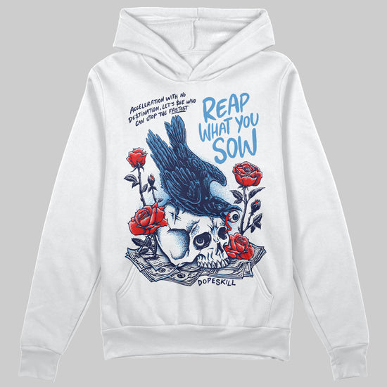 Jordan 3 "Midnight Navy" DopeSkill Hoodie Sweatshirt Reap What You Sow Graphic Streetwear - White