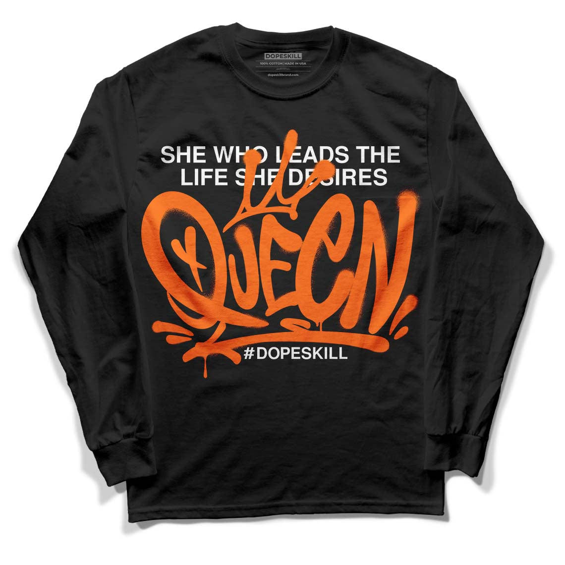 Orange, Black & White Sneakers DopeSkill Long Sleeve T-Shirt Queen Graphic Streetwear - Black