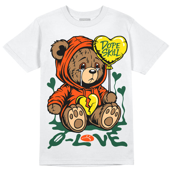 Dunk Low Team Dark Green Orange DopeSkill T-Shirt Broken Bear Graphic Streetwear - White