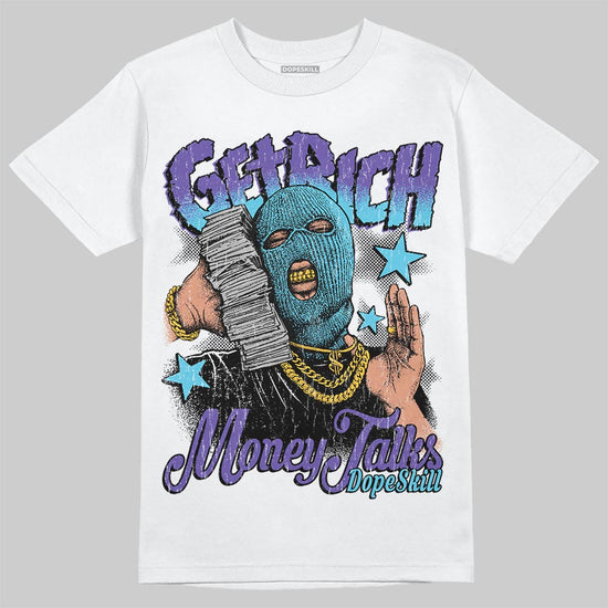 Jordan 8 Retro 'Aqua' 2025 DopeSkill T-Shirt Get Rich Graphic Streetwear - White