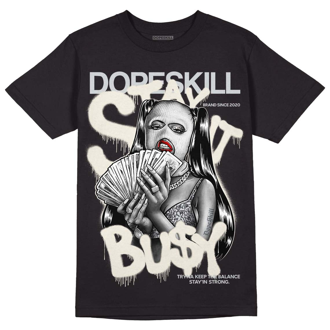 Jordan 1 Retro Low OG Black Cement DopeSkill T-Shirt Stay It Busy Graphic Streetwear - Black