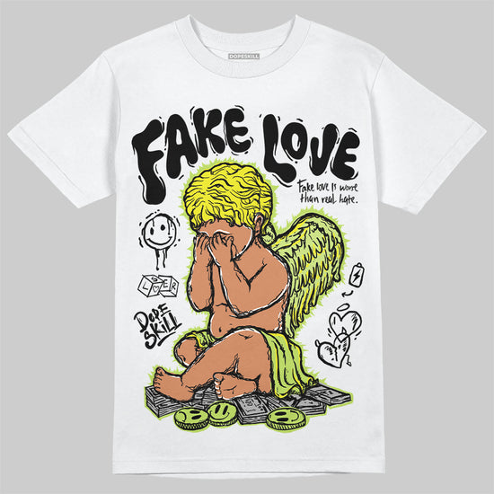 Jordan 13 Retro Bright Cactus DopeSkill T-Shirt False Love Graphic Streetwear - White