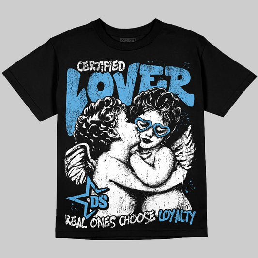 Jordan 14 Retro Black and University Blue DopeSkill T-Shirt Real Ones Choose Loyalty Graphic Streetwear - Black