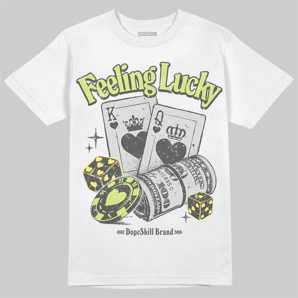 Jordan 4 GS “Light Lemon Twist” DopeSkill T-Shirt Feeling Lucky Graphic Streetwear - White 