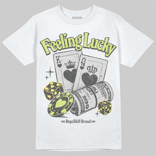 Jordan 4 GS “Light Lemon Twist” DopeSkill T-Shirt Feeling Lucky Graphic Streetwear - White 
