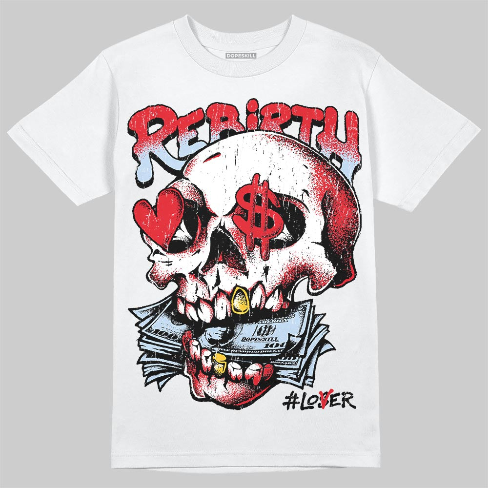 Jordan 5 Fire Red Black Tongue DopeSkill T-Shirt Rebirth Graphic Streetwear - White 