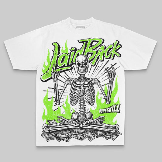 Neon Green Oversize Print Laid Back DopeSkill Graphic Premium T-shirt Streetwear - White
