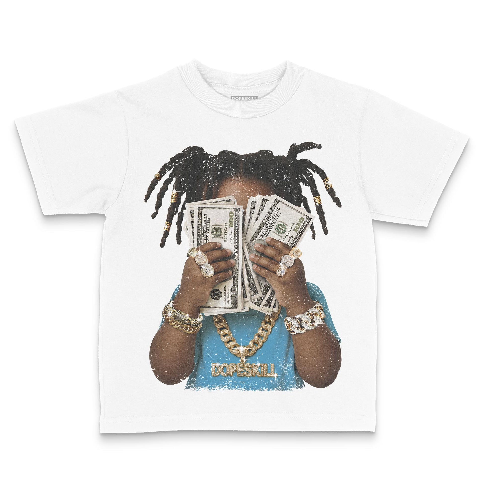 Jordan 1 High OG “UNC” Reimagined DopeSkill Toddler Kids T-shirt Rich Youth Graphic Streetwear - White