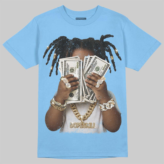 Jordan 11 Low University Blue DopeSkill T-Shirt Rich Youth Graphic Streetwear - carolina Blue