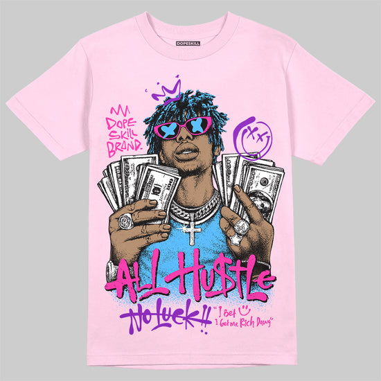 Pink Sneakers DopeSkill T-Shirt All Hustle No Luck Graphic Streetwear - Light Pink