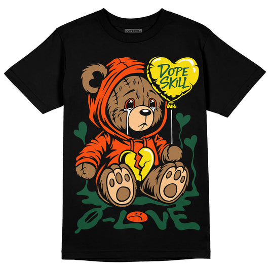 Dunk Low Team Dark Green Orange DopeSkill T-Shirt Broken Bear Graphic Streetwear - Black