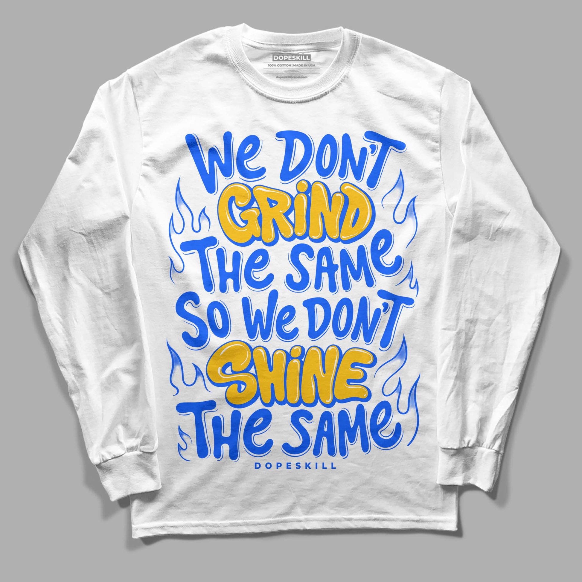 Royal Blue Sneakers DopeSkill Long Sleeve T-Shirt Grind Shine Graphic Streetwear - White