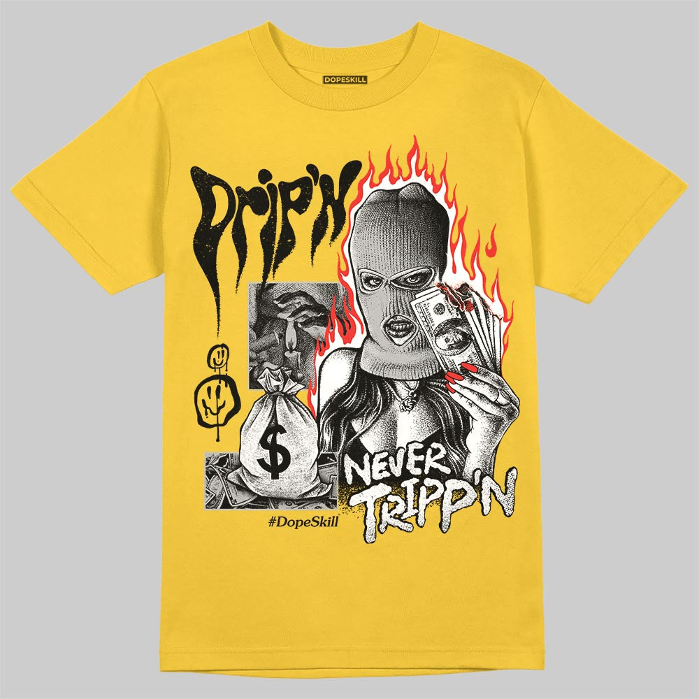 Jordan 5 'Tokyo' DopeSkill T-Shirt Drip'n Never Tripp'n Graphic Streetwear - Gold