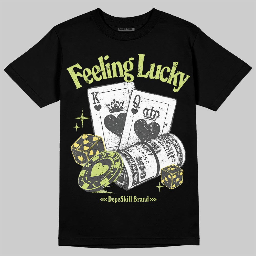 Jordan 4 GS “Light Lemon Twist” DopeSkill T-Shirt Feeling Lucky Graphic Streetwear - Black