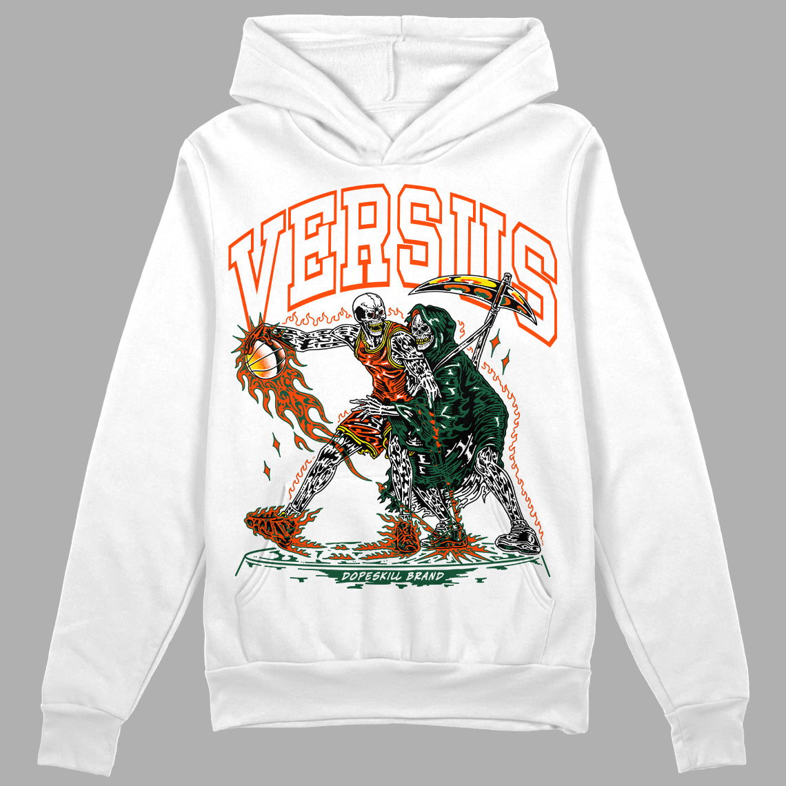 Dunk Low Team Dark Green Orange DopeSkill Hoodie Sweatshirt VERSUS Graphic Streetwear - White