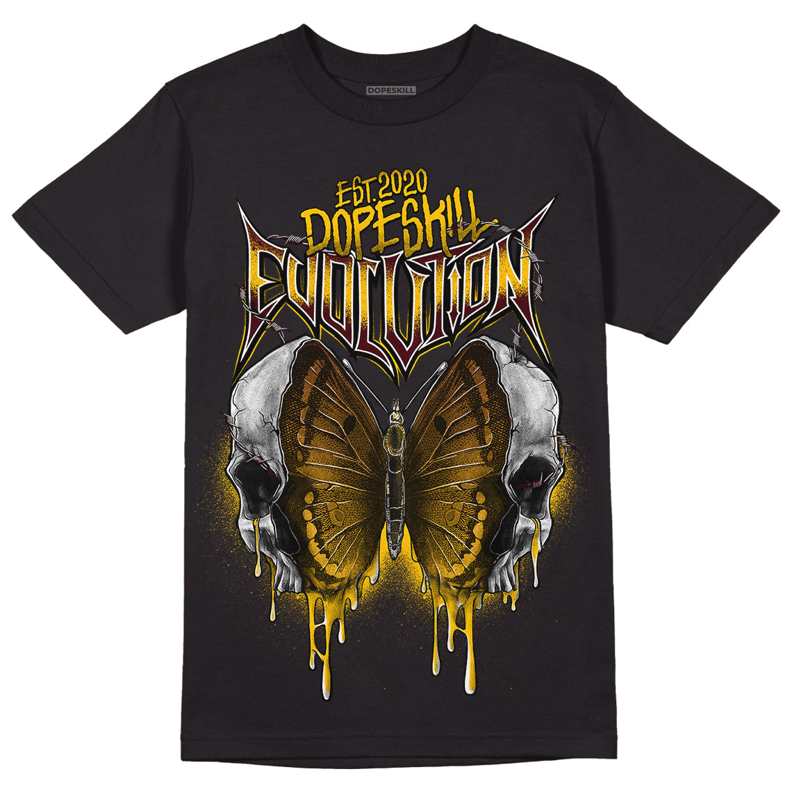 Dunk Yellow Bordeaux DopeSkill T-Shirt DopeSkill Evolution Graphic Streetwear - Black