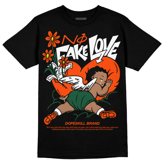 Dunk Low Team Dark Green Orange DopeSkill T-Shirt No Fake Love Graphic Streetwear - Black