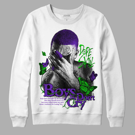 Jordan 13 Court Purple DopeSkill Sweatshirt Boys Don't Cry Graphic Streetwear - White